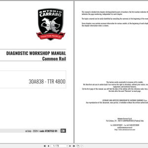 Antonio Carraro Tractor TTR 4800 Diagnostic Workshop Manual 47307153 01 2024 (1)