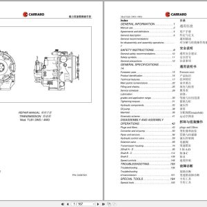 Antonio Carraro Transmission TLB1 2WD TLB1 4WD Repair Manual CA357231 2022 ZH EN (1)