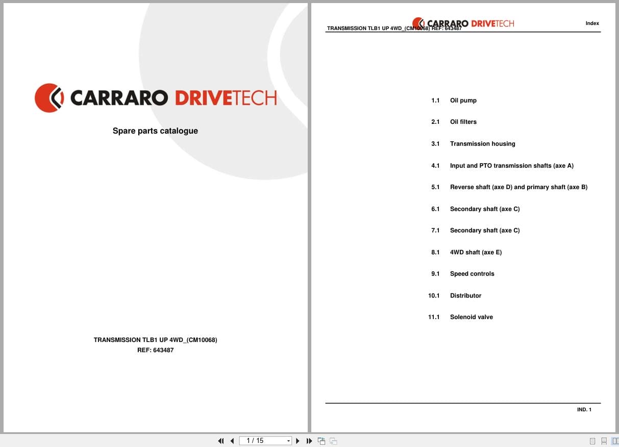 Antonio Carraro Transmission TLB1UP 4WD Spare Parts Catalog (1)