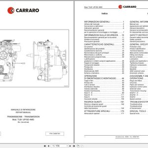 Antonio Carraro Transmission TLB1UP 4WD TLB1SD 4WD Repair Manual CA357181 2001 IT EN (1)