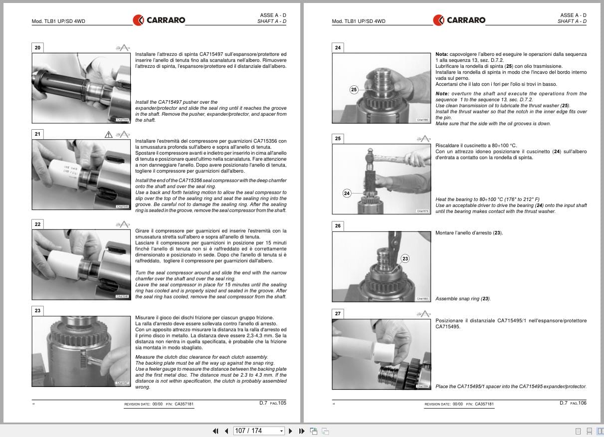 Antonio Carraro Transmission TLB1UP 4WD TLB1SD 4WD Repair Manual CA357181 2001 IT EN (2)