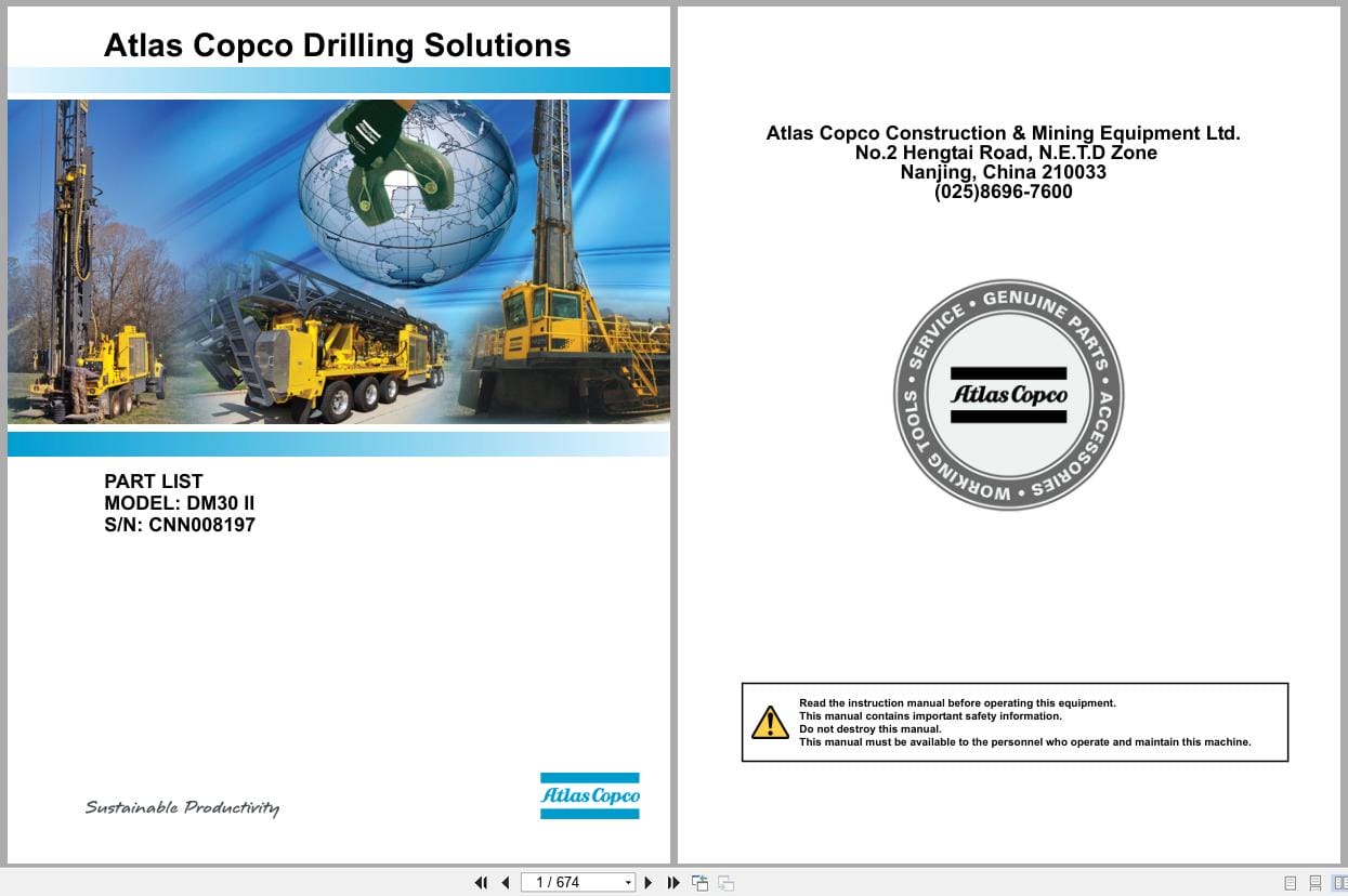 Atlas Copco Blast Hole Drill DM30 II Parts List 2017 (1)