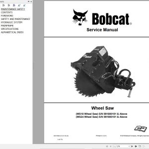 Bobcat Wheel Saw WS18 WS24 Service Manual 6901389enUS
