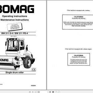 Bomag Roller BW 211D 4 213D 4 Maintenance Operating Manual (1)