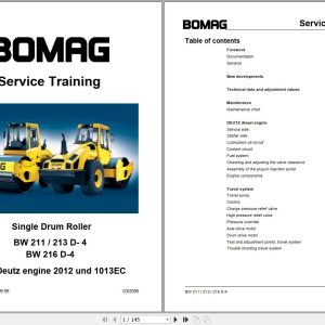 Bomag Roller BW211D 4 to BW216D 4 Service Training 00809999 2005 (1)