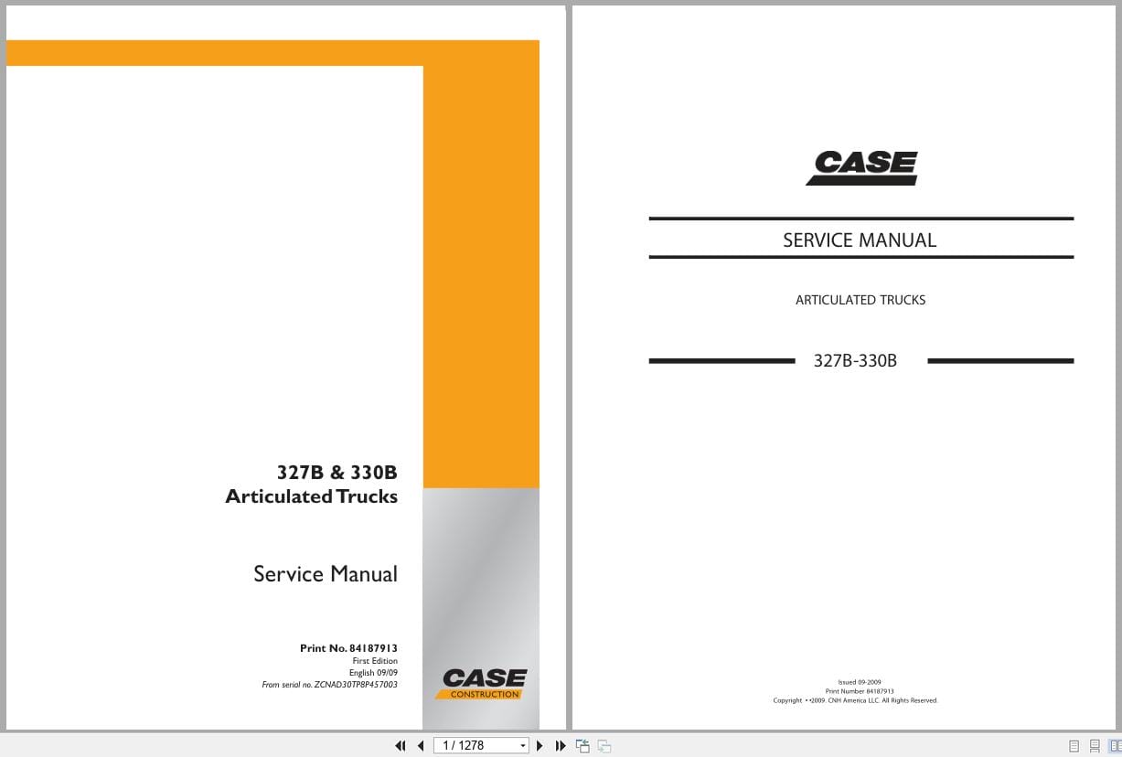 Case Articulated Truck 327B 330B Service Manual 84187913 2009 (1)
