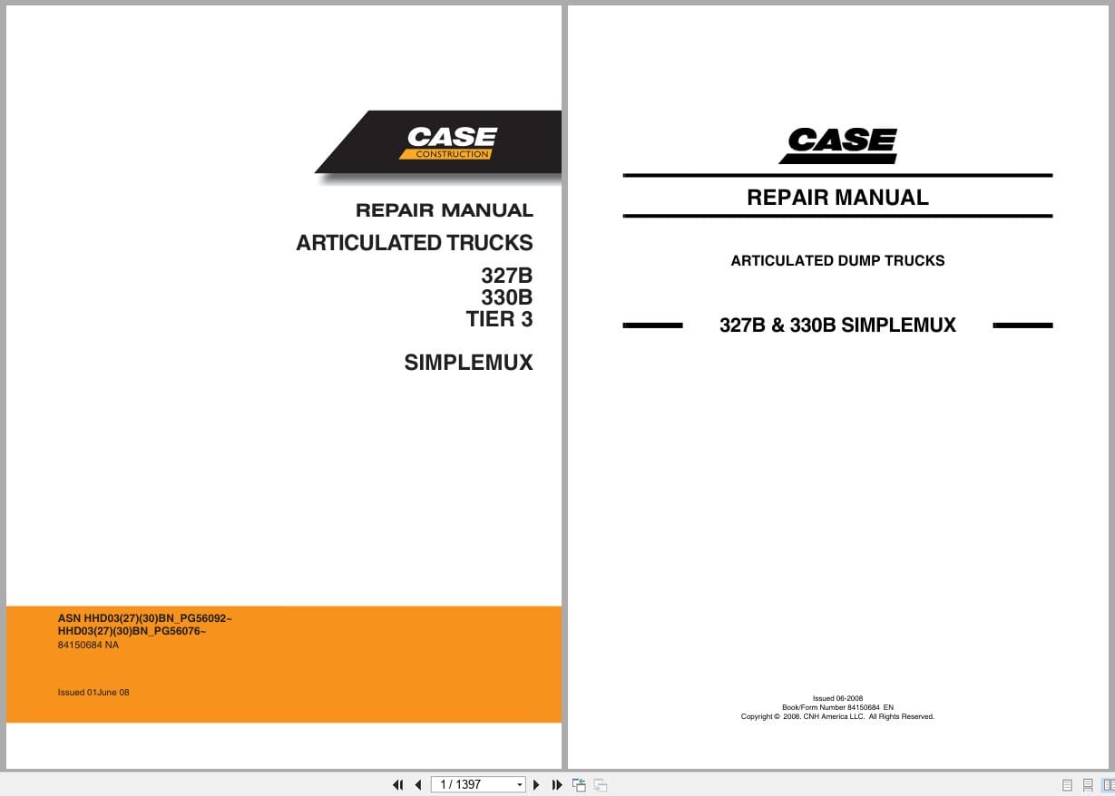 Case Articulated Truck 327B 330B Tier 3 Repair Manual 84150684NA 2008 (1)
