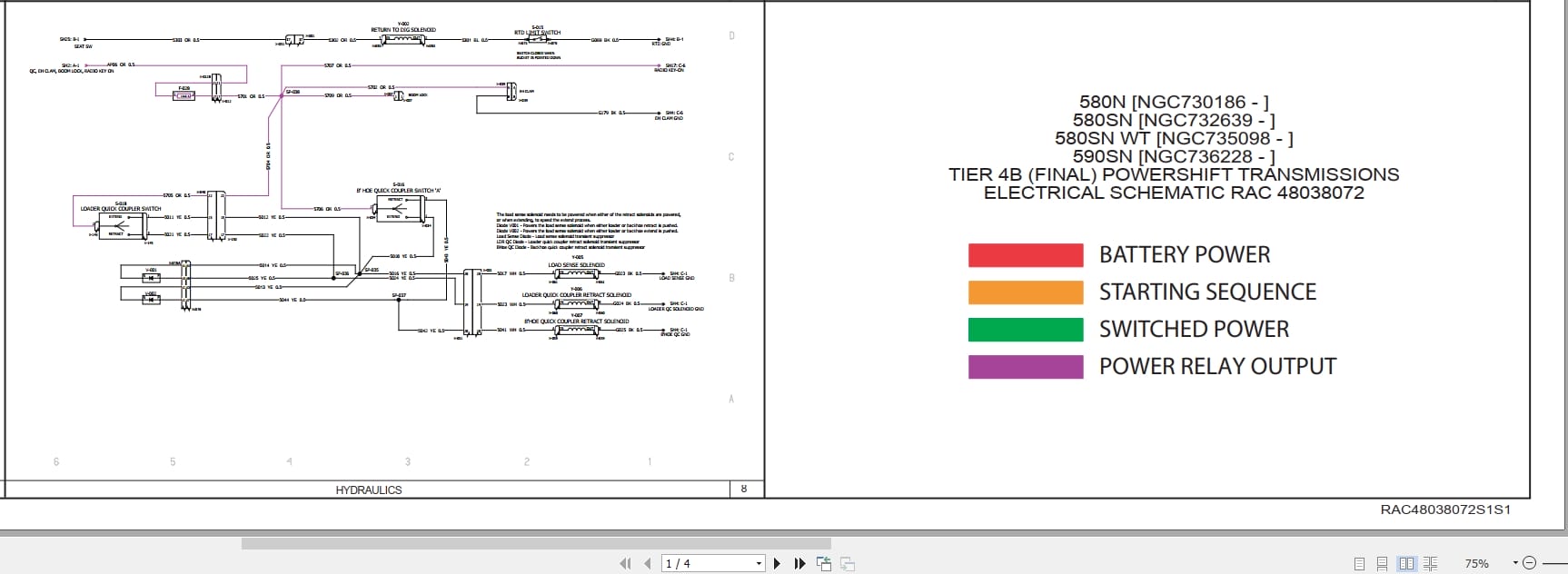 Case Backhoe Loader 580N 580SN 580SNWT 590SN Tier 4B Electrical Schematic RAC48038072 (1)