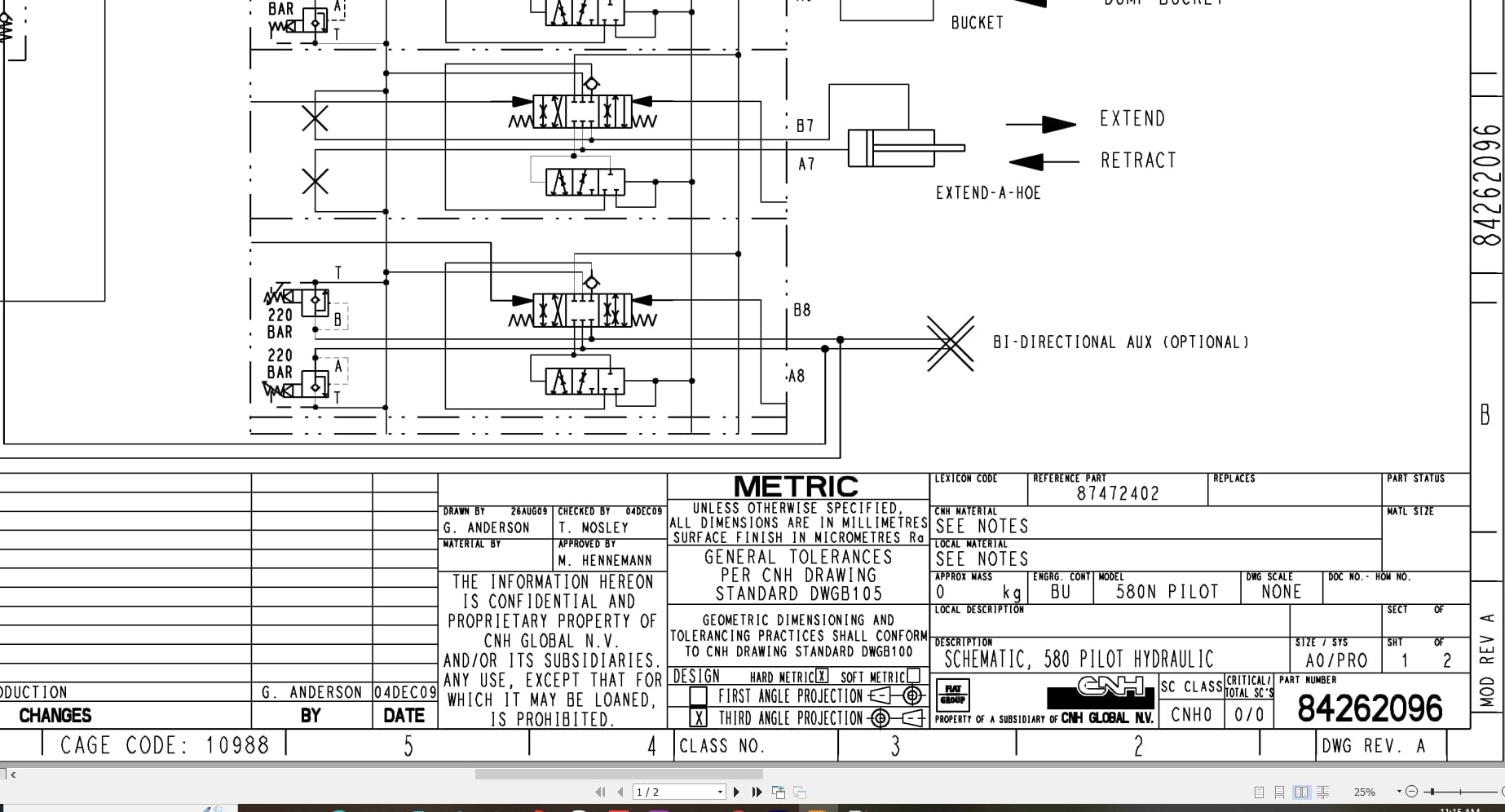 Case Backhoe Loader 580N Hydraulic Schematic 84262096 (1)