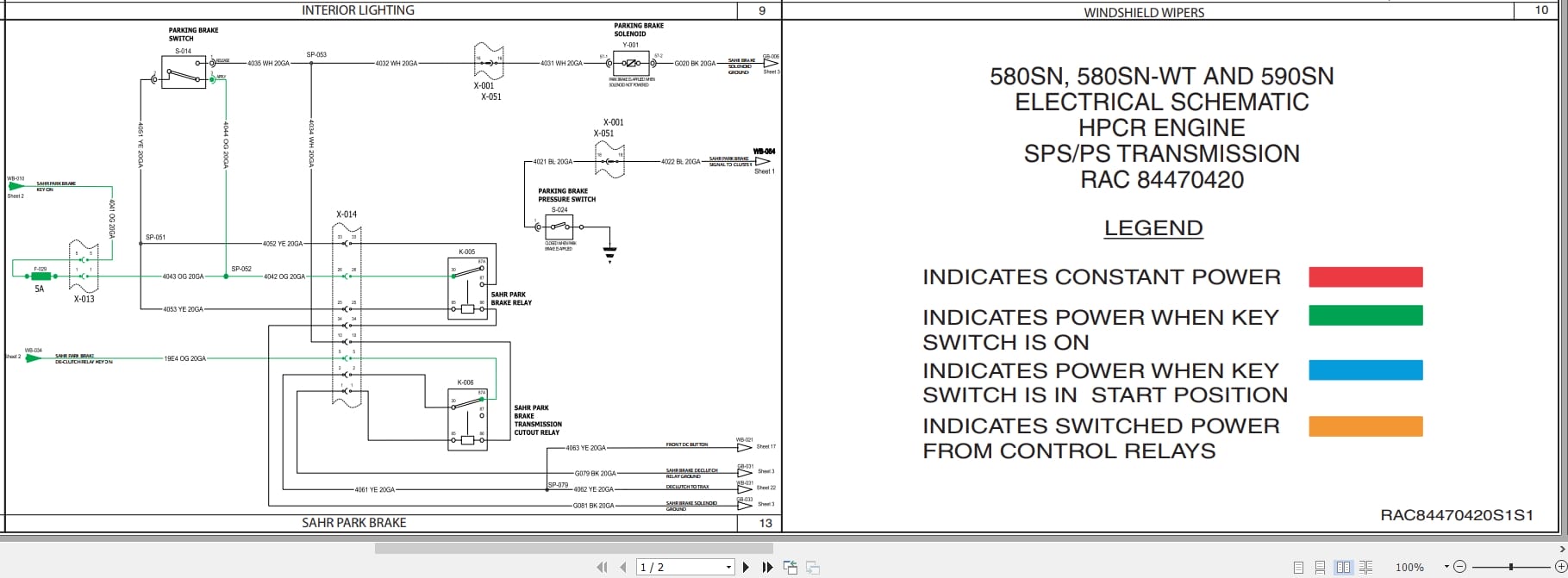 Case Backhoe Loader 580SN 580SN WT 590SN Electrical Schematic RAC84470420 (1)