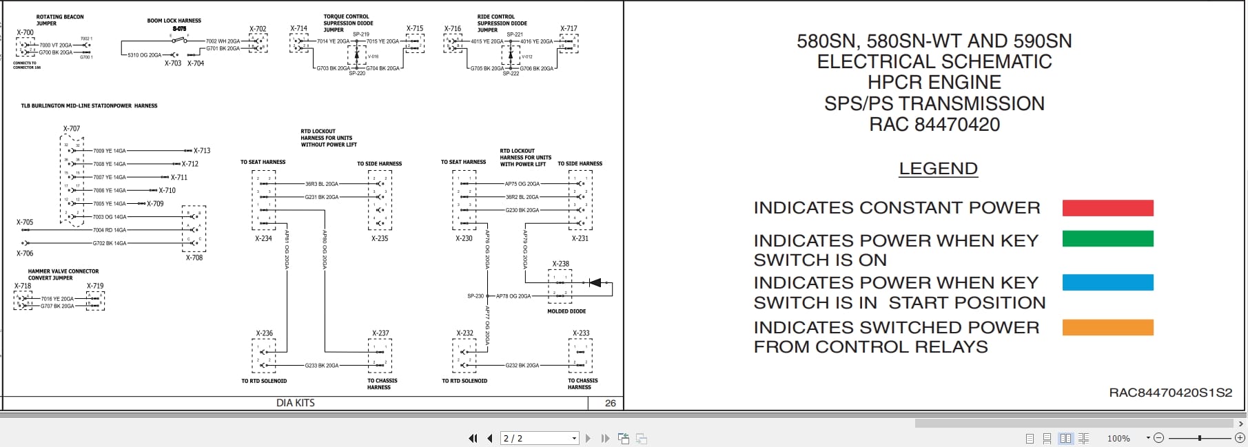 Case Backhoe Loader 580SN 580SN WT 590SN Electrical Schematic RAC84470420 (2)