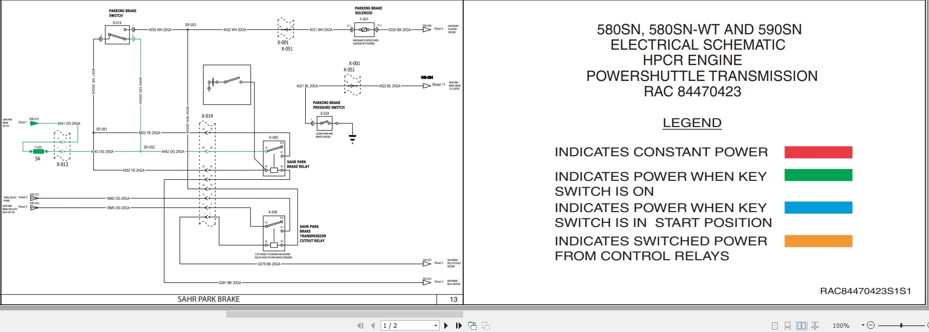 Case Backhoe Loader 580SN 580SN WT 590SN Electrical Schematic RAC84470423 (1)