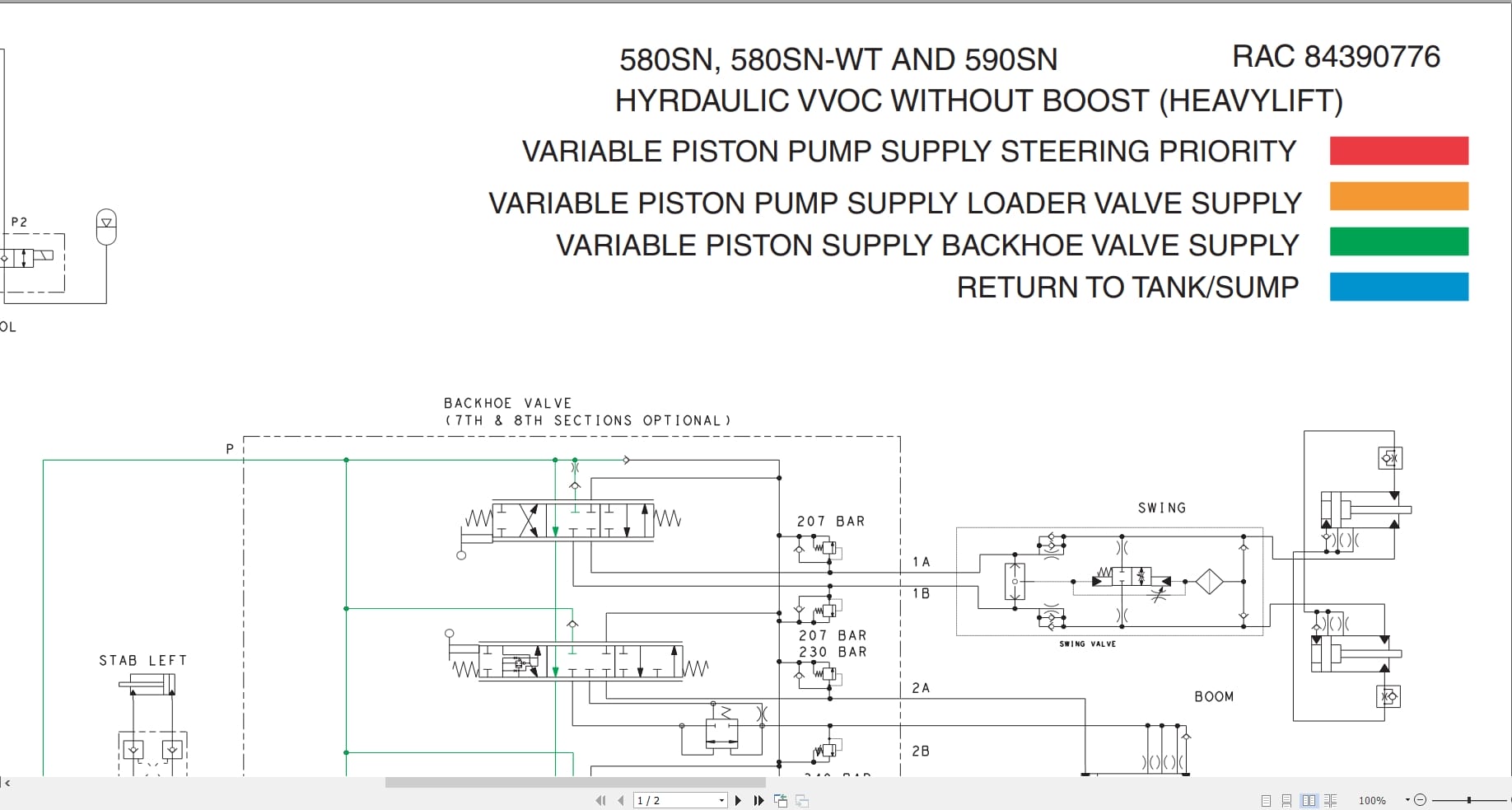 Case Backhoe Loader 580SN 580SN WT 590SN Hydraulic Schematic RAC84390776 (1)