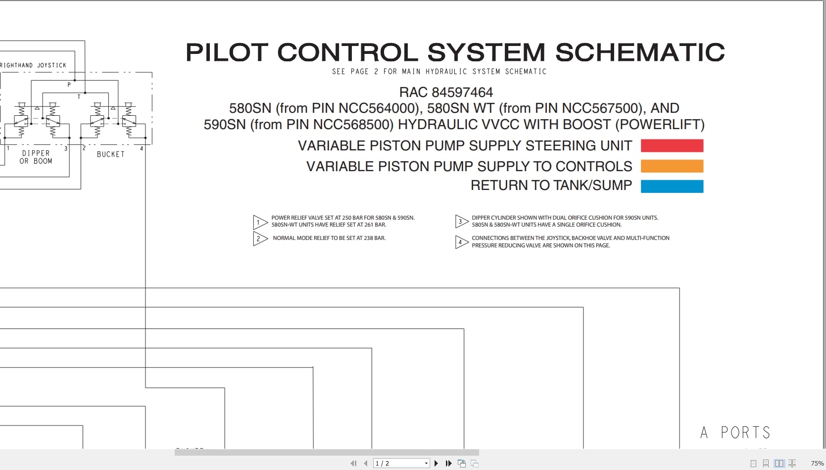 Case Backhoe Loader 580SN 580SN WT 590SN Hydraulic Schematic RAC84597464 (1)