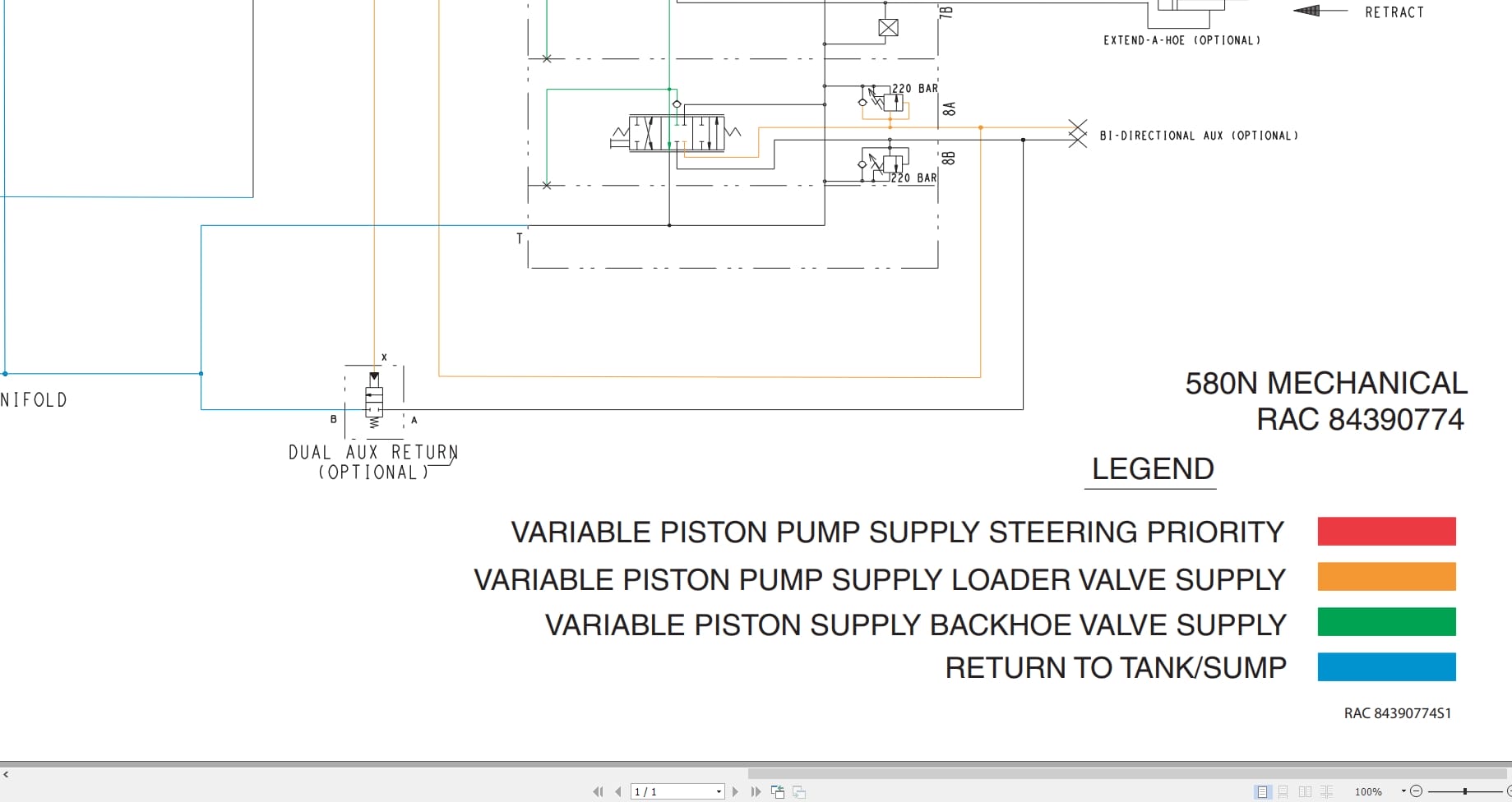 Case Backhoe Loader 580SN Hydraulic Schematic RAC84390774 (1)