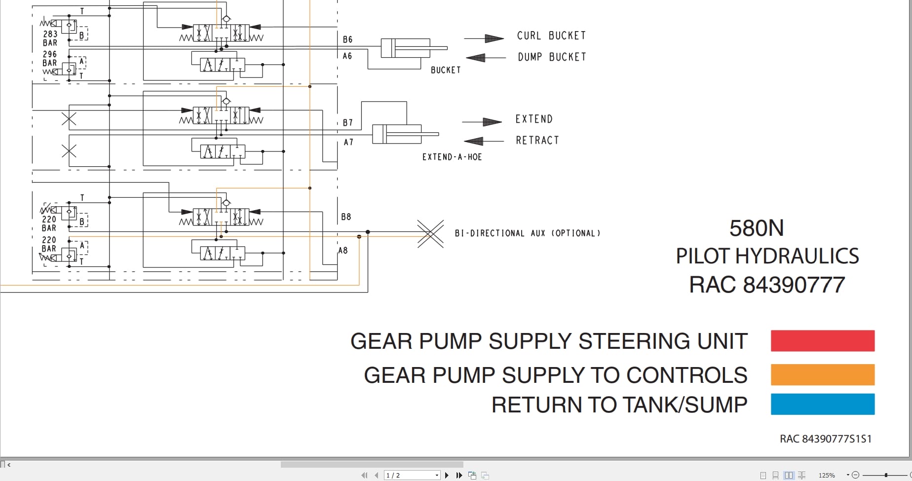 Case Backhoe Loader 580SN Hydraulic Schematic RAC84390777 (1)
