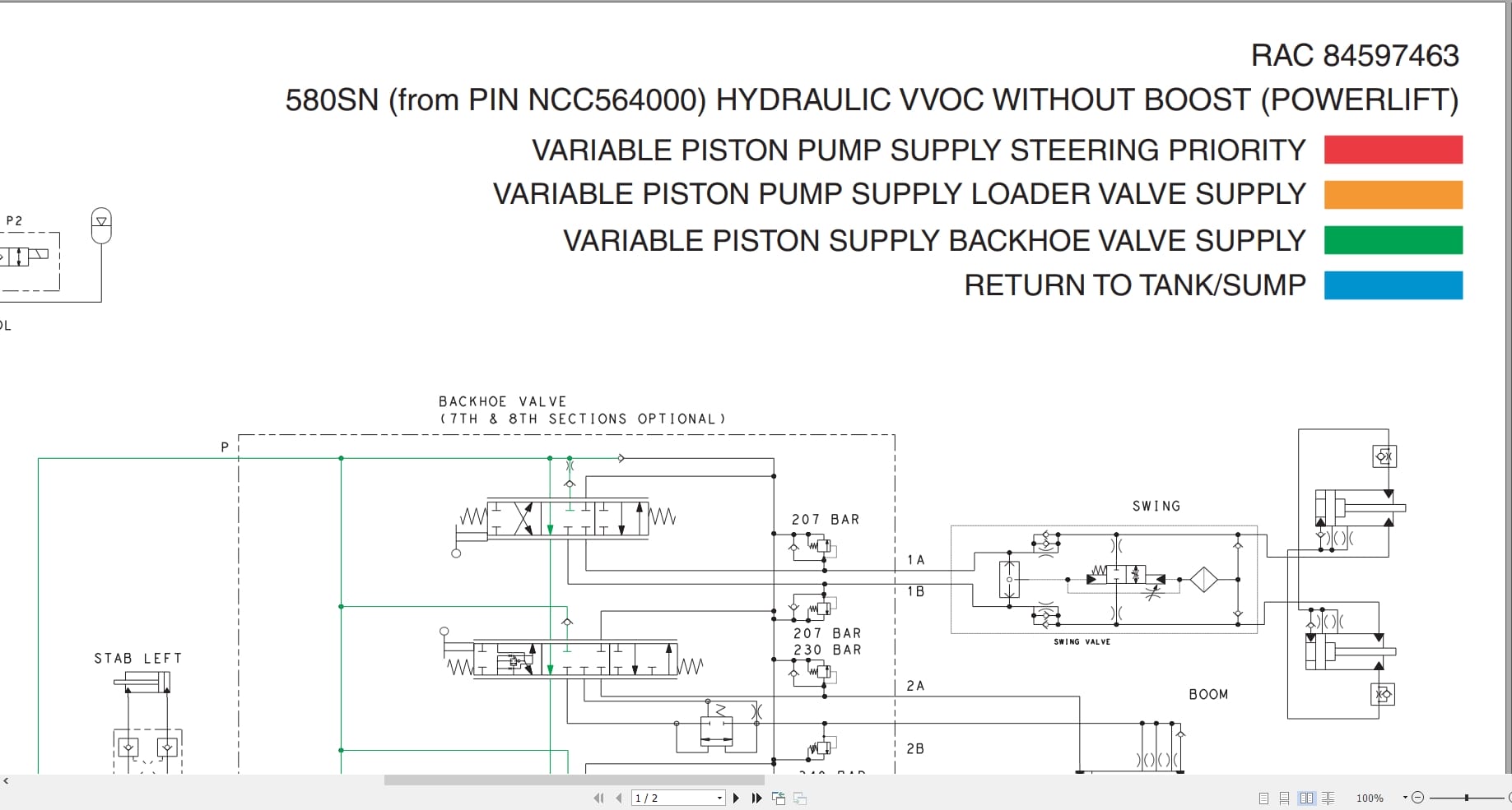 Case Backhoe Loader 580SN Hydraulic Schematic RAC84597463 (1)
