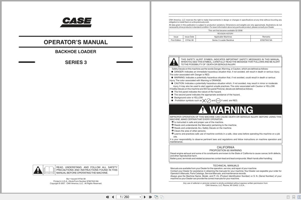 Case Backhoe Loader Series 3 Operators Manual 87657943NA (1)