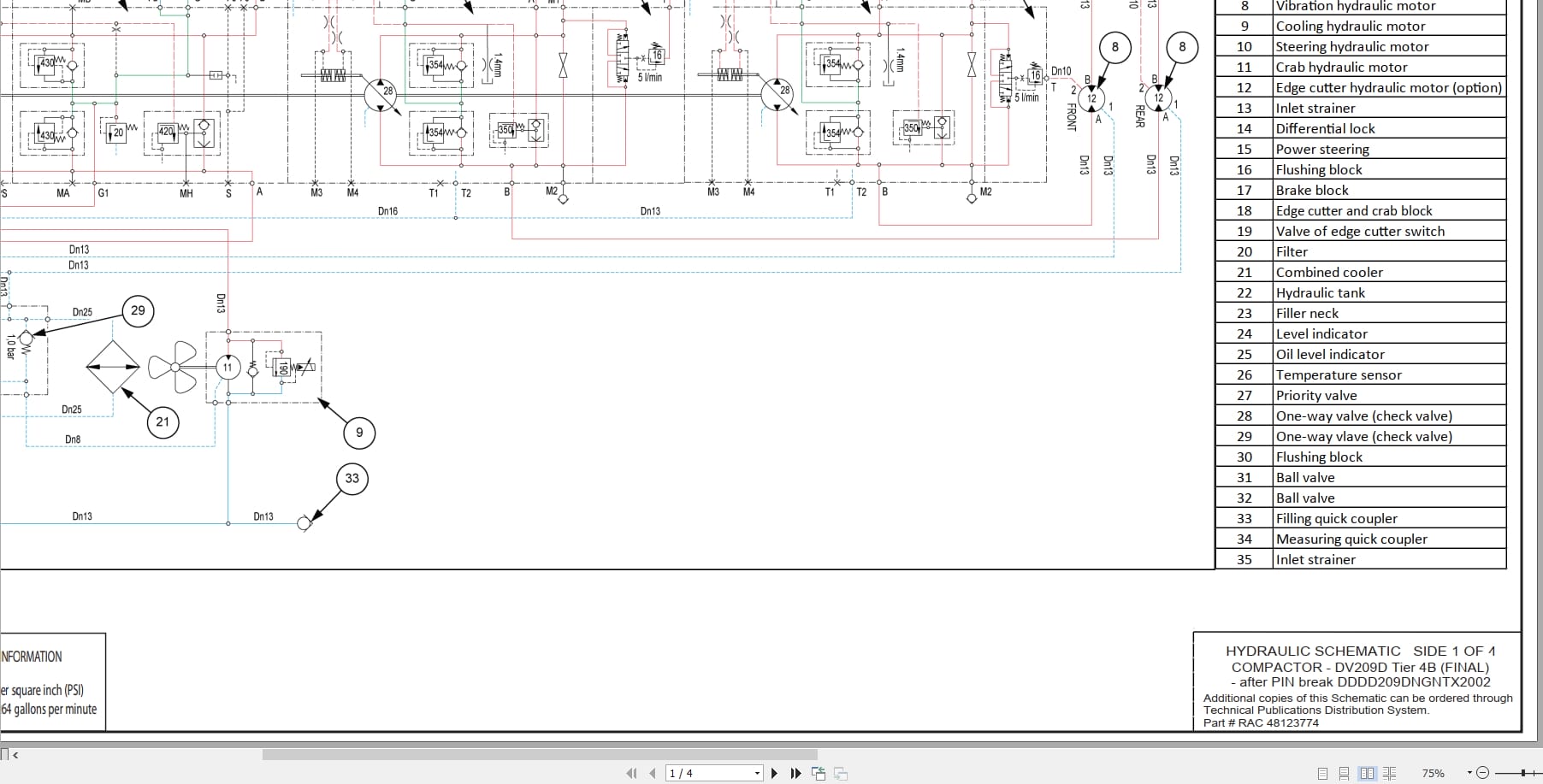 Case Compactor DV209D Tier 4B Hydraulic Schematic RAC48123774 (1)