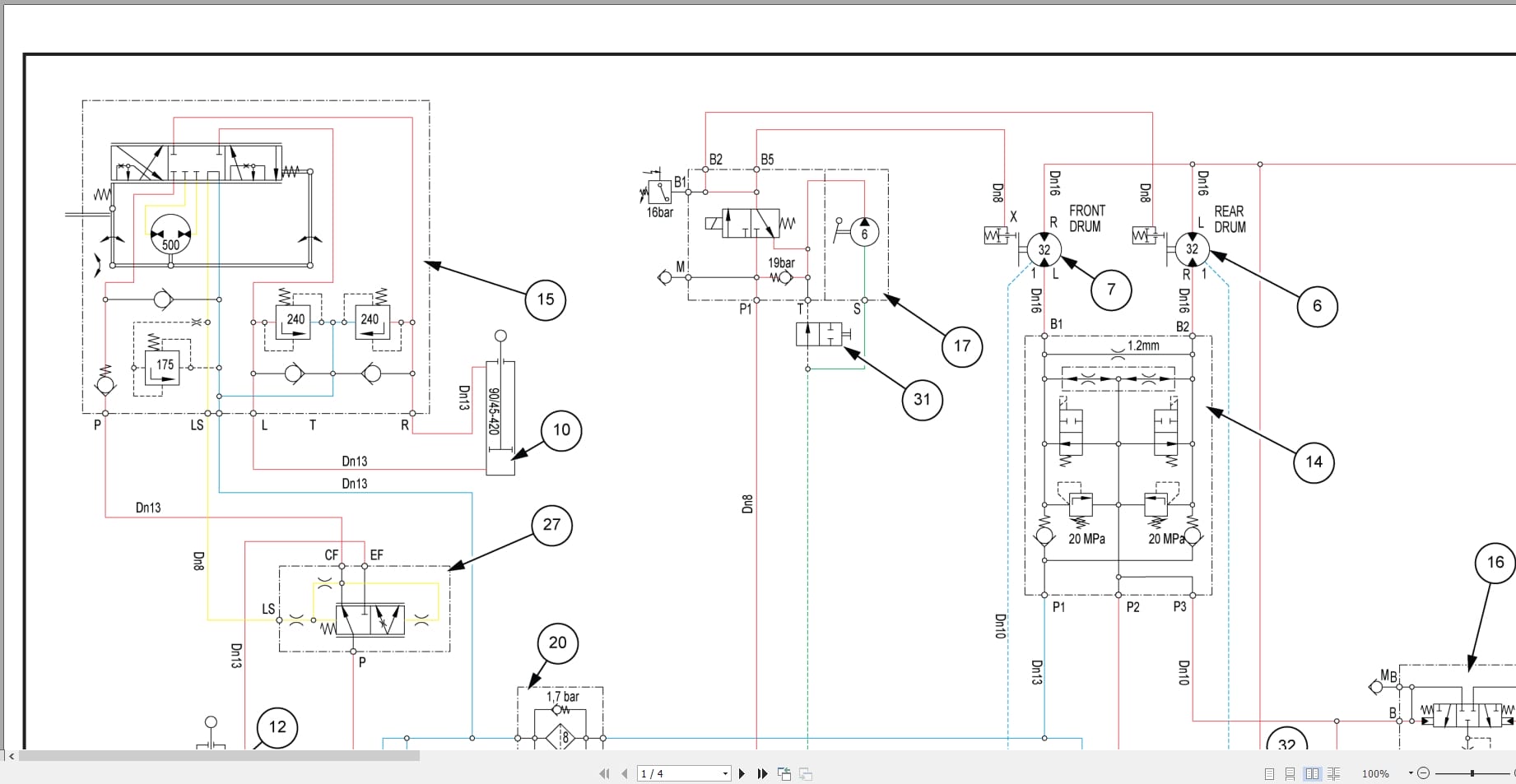 Case Compactor DV209D Tier 4B Hydraulic Schematic RAC48123774 (2)