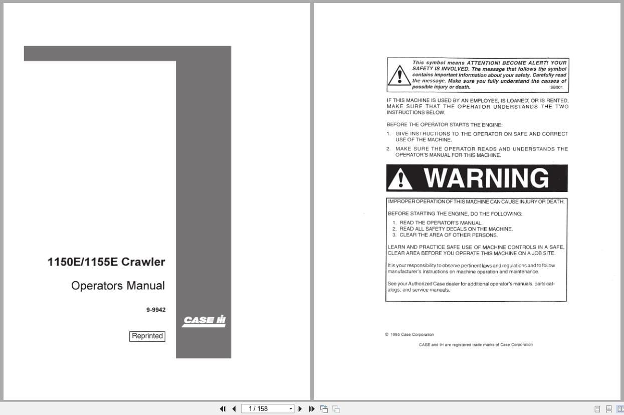 Case Crawler Dozer 1150E 1155E Operators Manual 9 9942 (1)