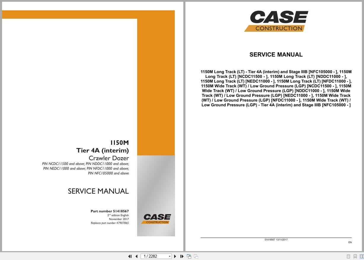 Case Crawler Dozer 1150M Tier 4A Service Manual 51418567 (1)