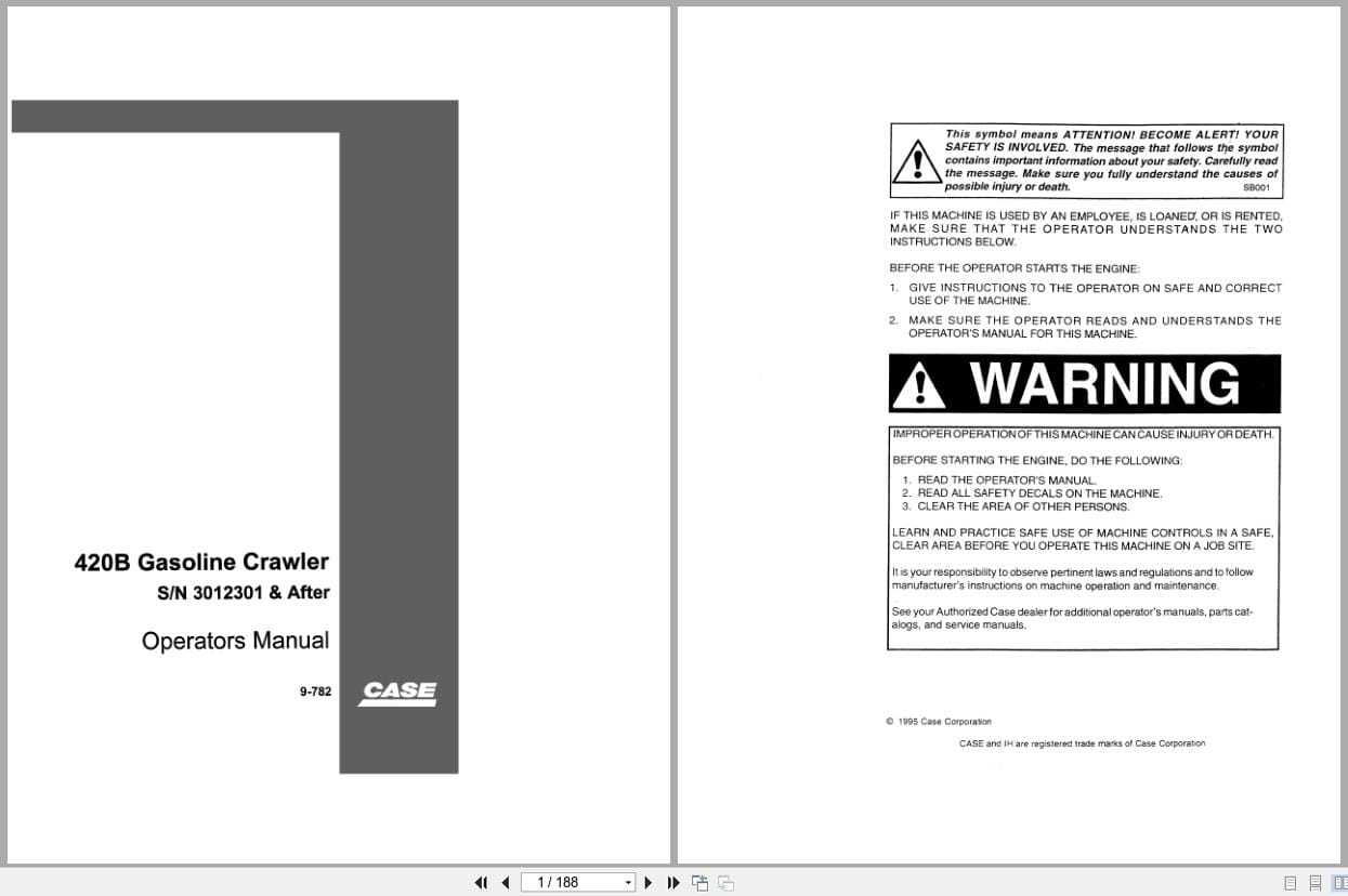 Case Crawler Dozer 420B Gasonline Operators Manual 9 782 (1)