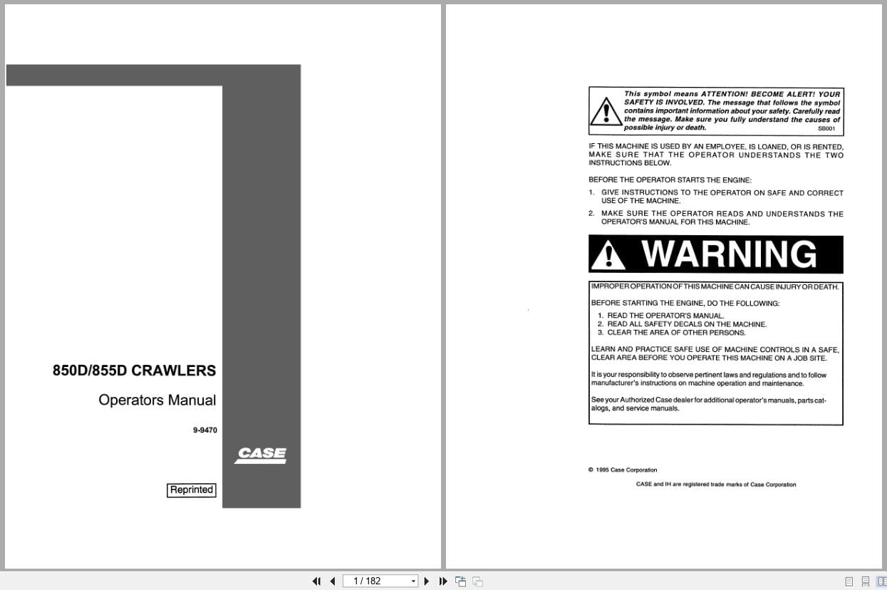 Case Crawler Dozer 850D 855D Operators Manual 9 9470 (1)