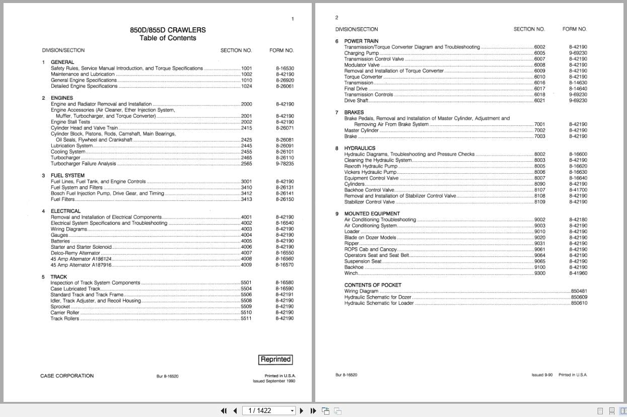 Case Crawler Dozer 850D 855D Service Manual 8 16520 (1)