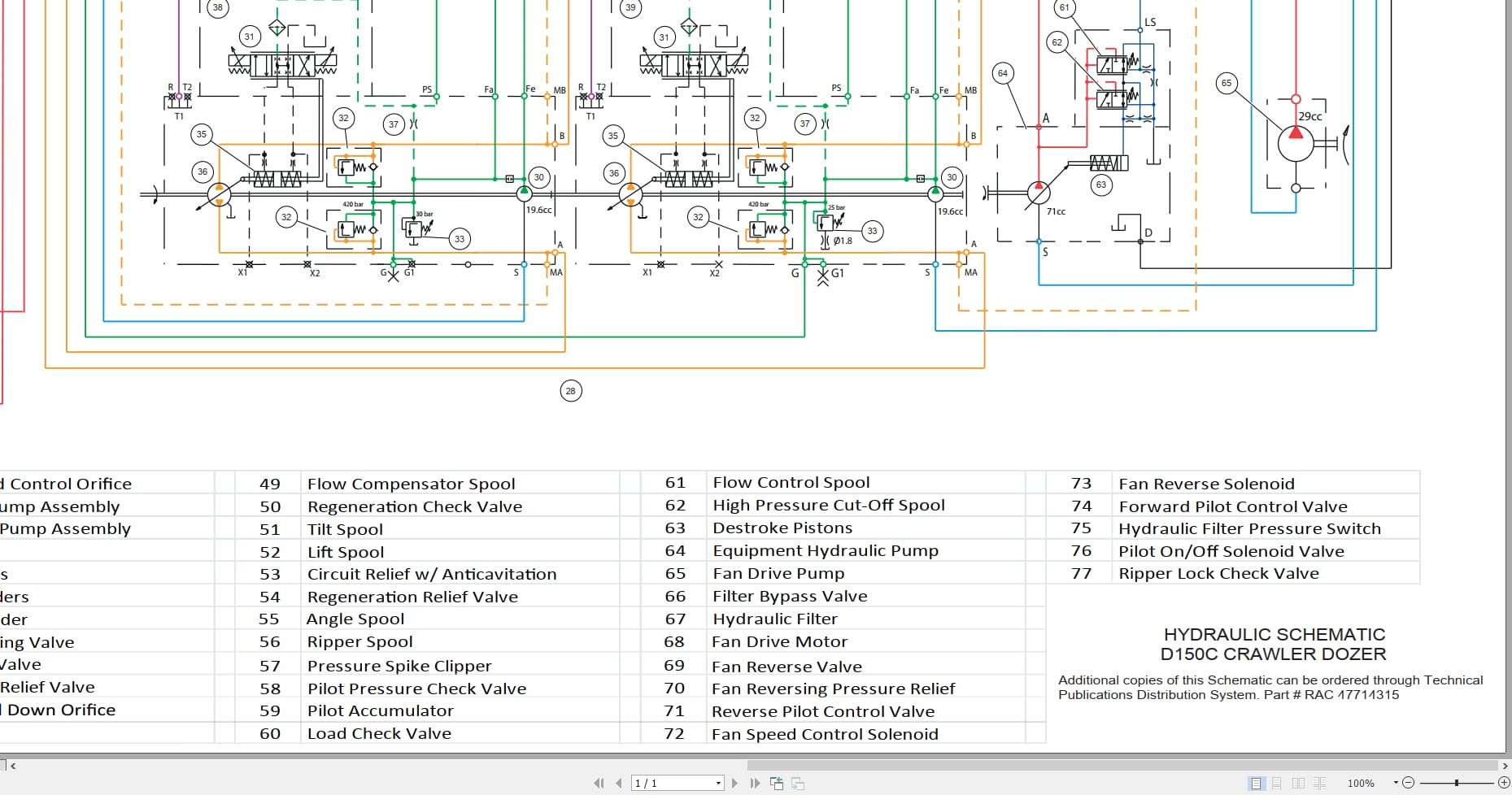 Case Crawler Dozer D150C Hydraulic Schematic RAC47714315 (1)