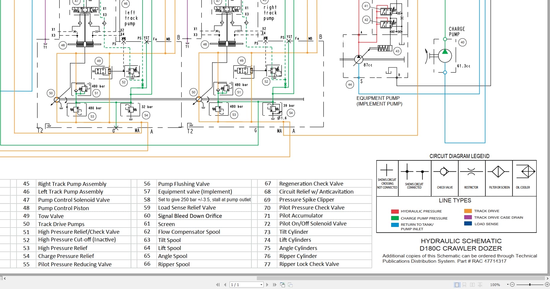 Case Crawler Dozer D180C Hydraulic Schematic RAC47714317 (1)
