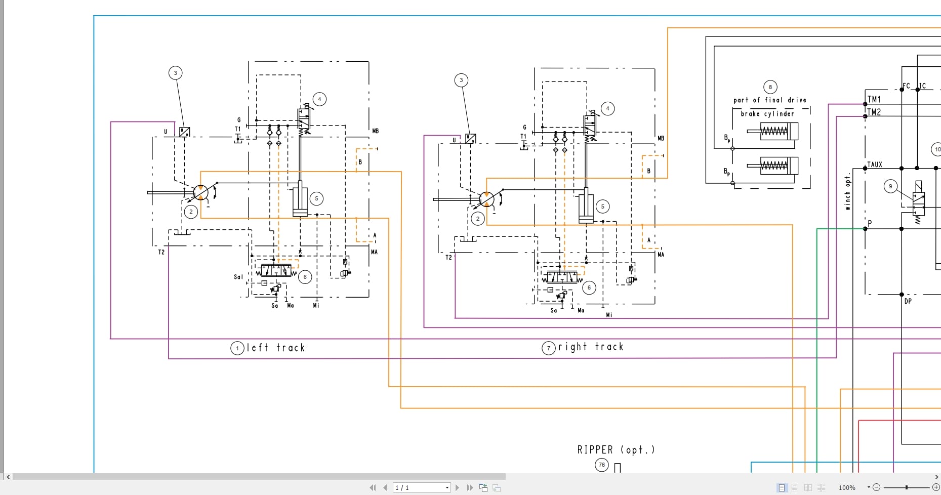 Case Crawler Dozer D180C Hydraulic Schematic RAC47714317 (2)