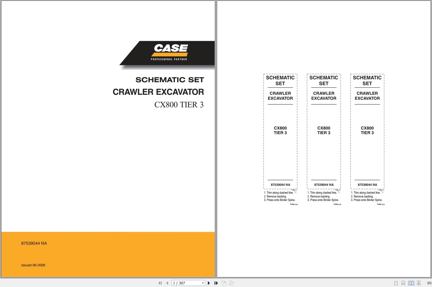 Case Crawler Excavator CX800 Tier 3 Schematic Set 87539044NA (1)
