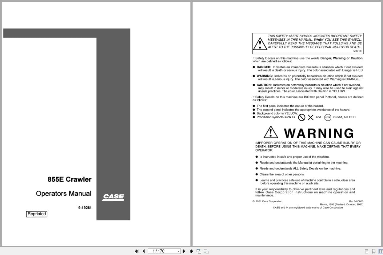 Case Crawler Loader 855E Operators Manual 9 19261 (1)