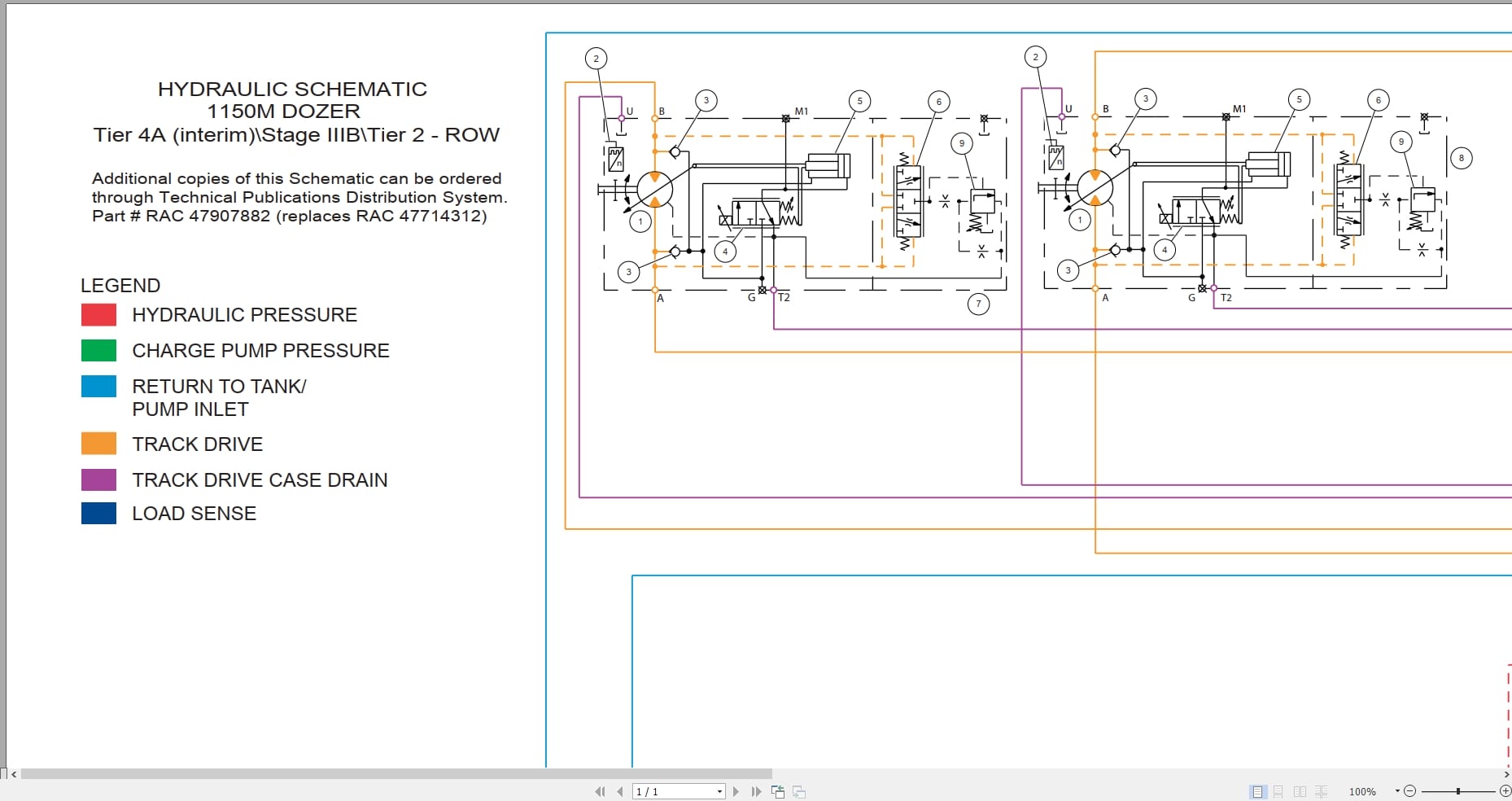 Case Dozer 1150M Tier 4A Stage IIB Tier 2 Hydraulic Schematic RAC47714312 (1)