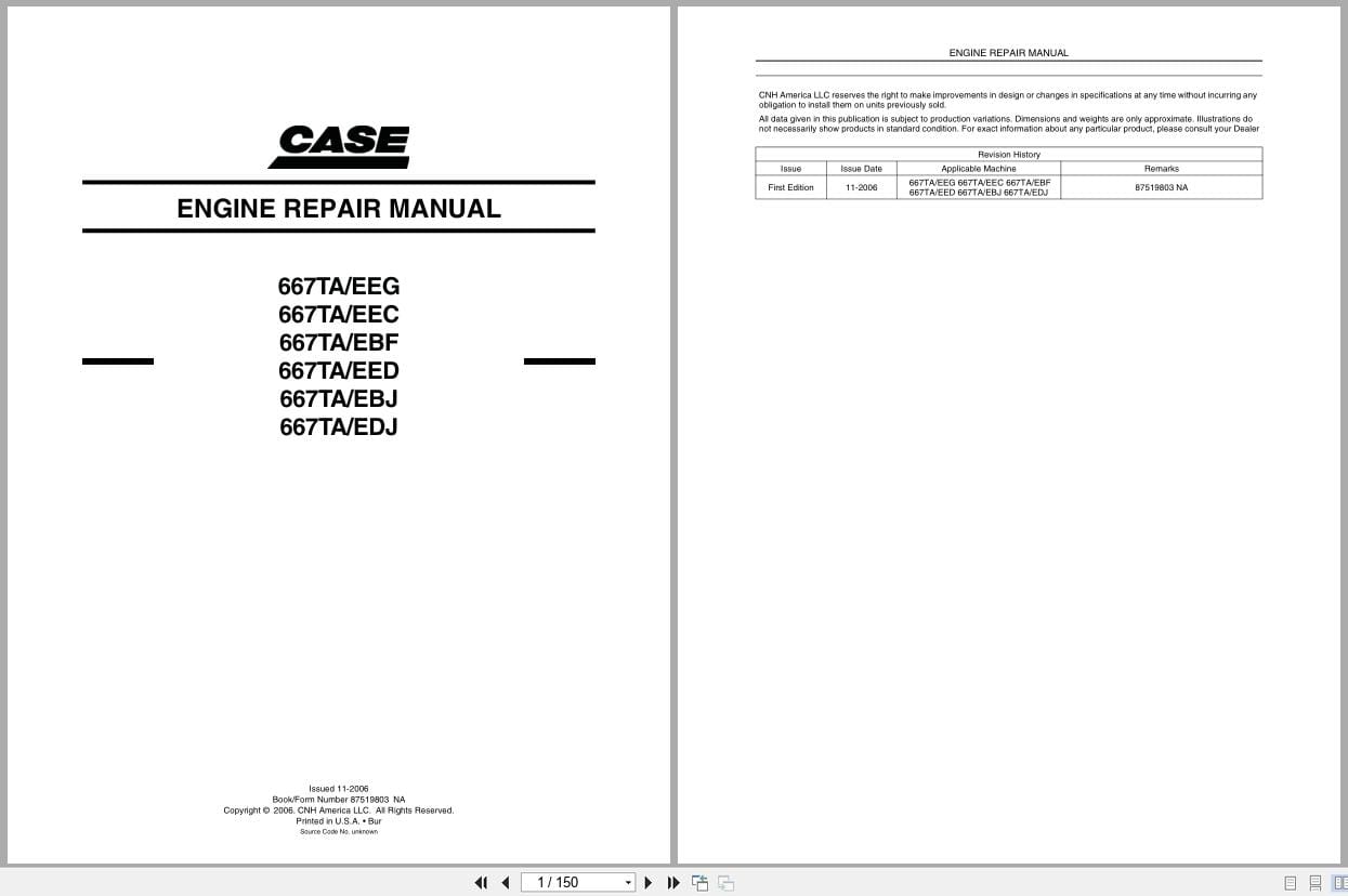 Case Engine 667TAEEG to 667TAEDJ Repair Manual 87519803NA (1)