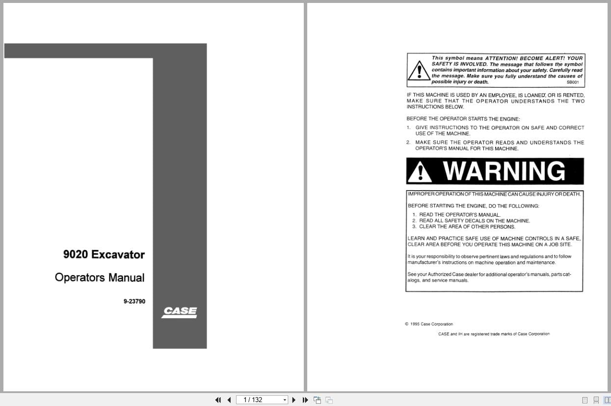 Case Excavator 9020 Operators Manual 9 23790 (1)