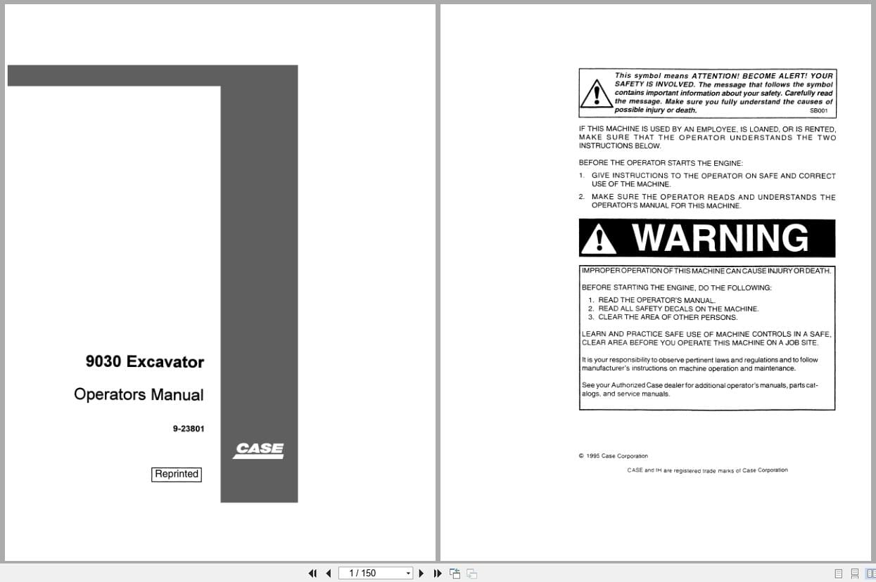 Case Excavator 9030 Operators Manual 9 23801 (1)