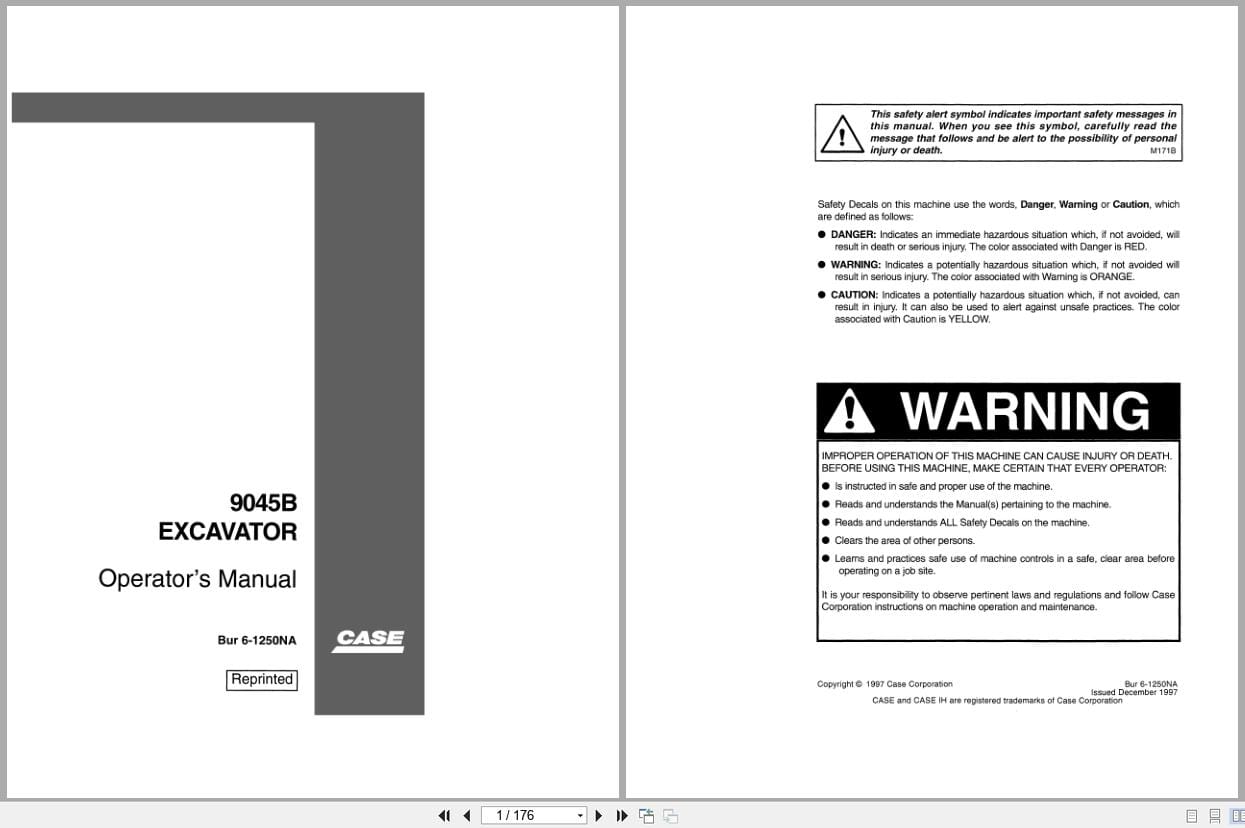 Case Excavator 9045B Operators Manual 6 1250NA (1)