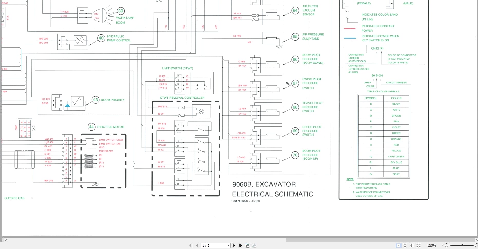 Case Excavator 9050B Hydraulic Electrical Schematic 7 15330 (1)