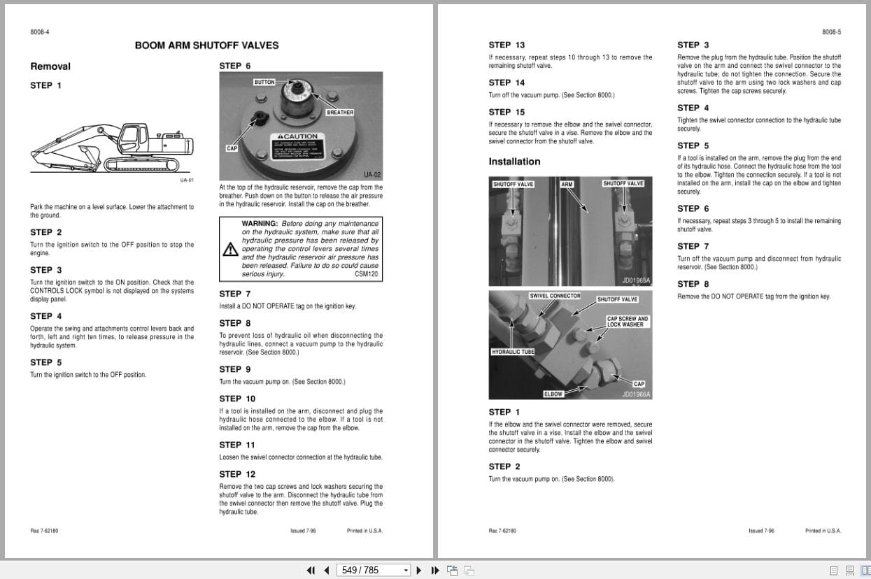 Case Excavator 9050B Service Manual 7 64192 (2)