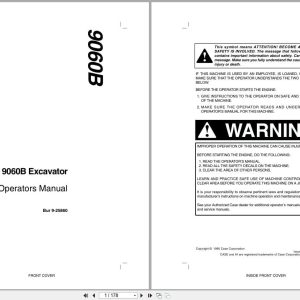 Case Excavator 9060B Operators Manual 9 25860 (1)