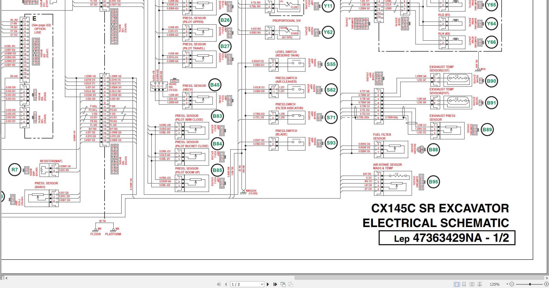 Case Excavator CX145C SR Electrical Schematic 47363429NA (1)