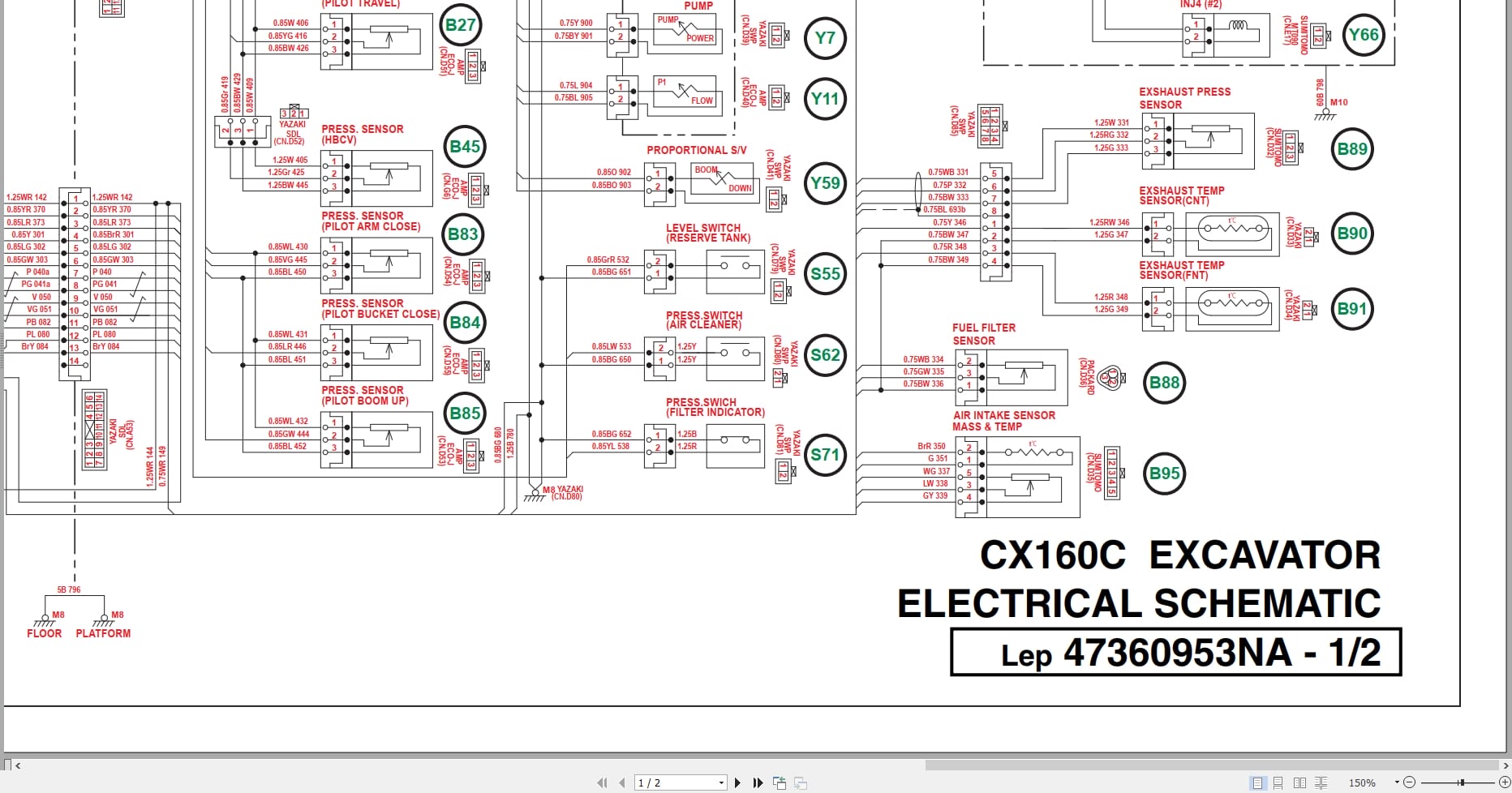 Case Excavator CX160C Electrical Schematic 47360953NA (1)