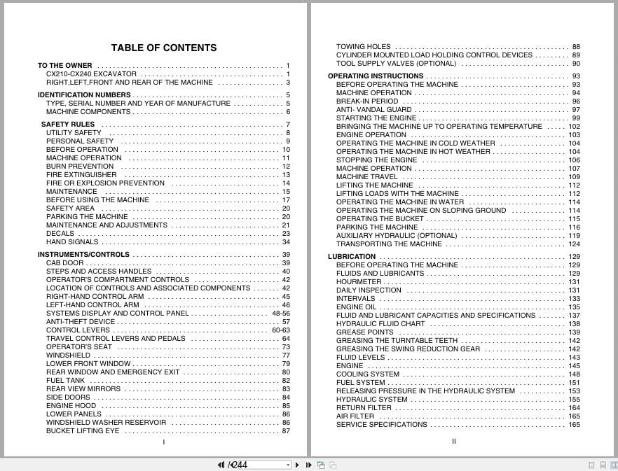 Case Excavator CX210 CX240 Operators Manual (1)