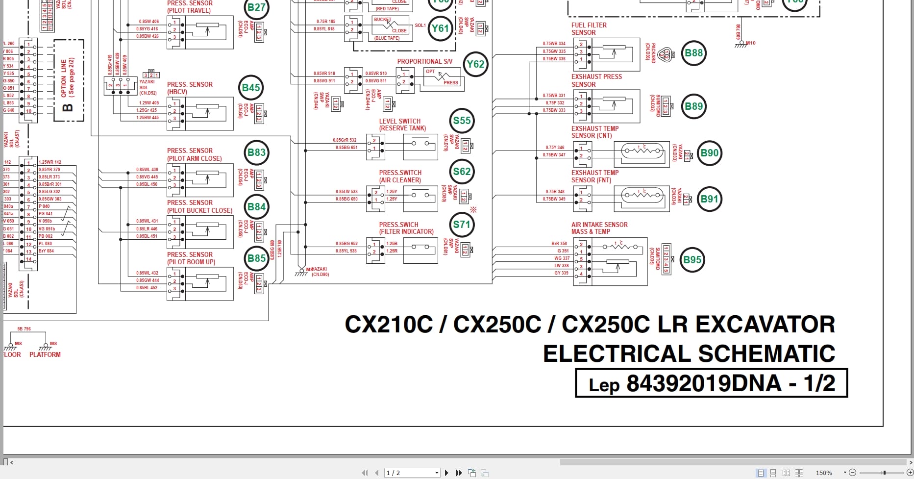 Case Excavator CX210C CX250C CX250C LR Electrical Schematic 84392019DNA (1)