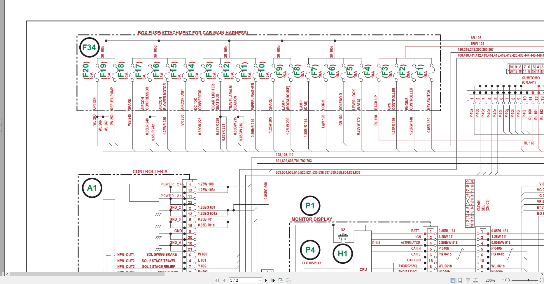 Case Excavator CX210C CX250C CX250C LR Electrical Schematic 84392019DNA (2)