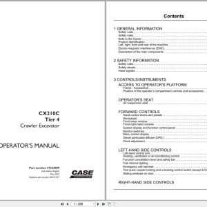 Case Excavator CX210C Tier 4 Operators Manual 47362009 (1)