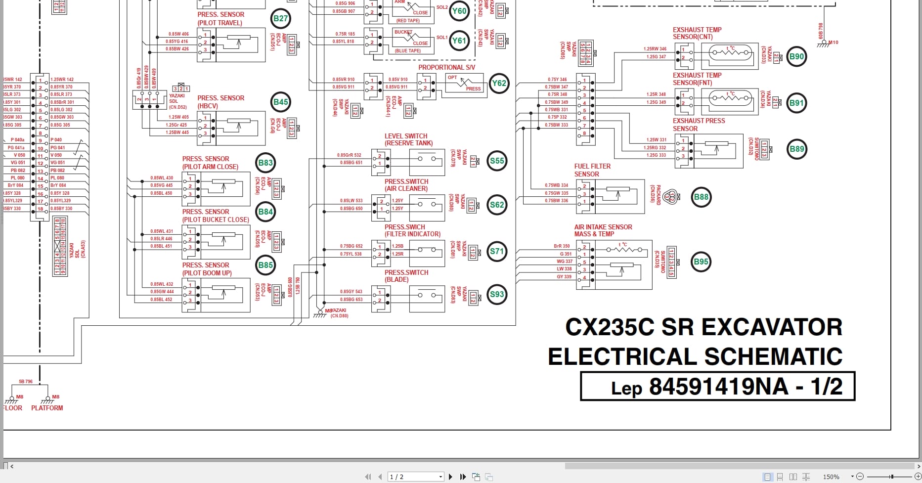 Case Excavator CX235C SR Electrical Schematic 84591419NA (1)