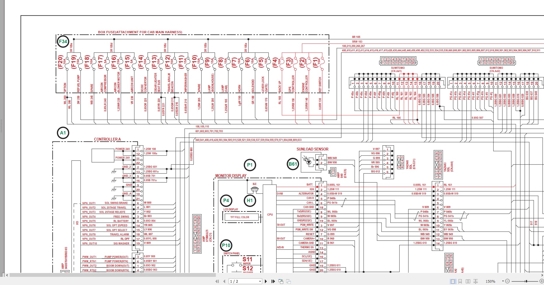 Case Excavator CX235C SR Electrical Schematic 84591419NA (2)